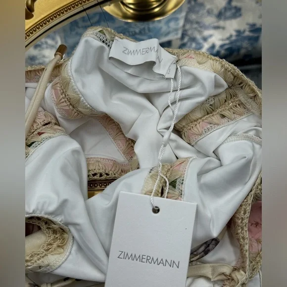 🆕 ZIMMERMANN 🧿 NWT Waverly Keyhole Crochet One Piece Swimsuit, Pink - Sz 3 - 8 - Picture 15 of 16